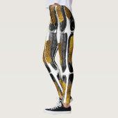 Gilded Artistry: Black & Gold Abstrakt Leggings (Links)