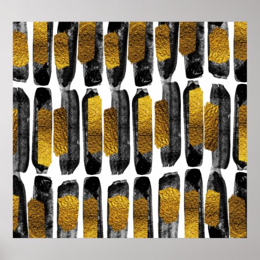 Gilded Artistry: Black & Gold Abstrakt Poster (Vorne)