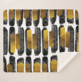 Gilded Artistry: Black & Gold Abstrakt Sherpadecke (Vorderseite (Horizontal))