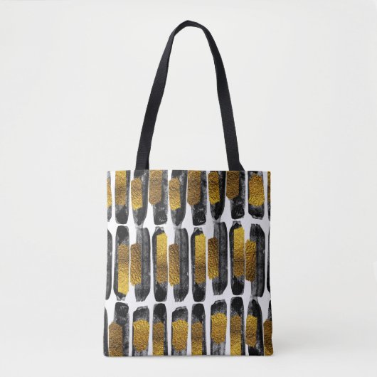 Gilded Artistry: Black & Gold Abstrakt Tasche (Vorderseite)