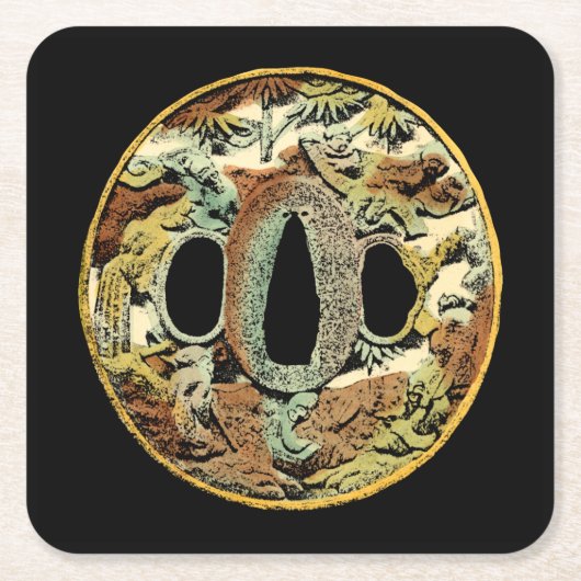 Gilded Asian Medallion von Vision Studio Rechteckiger Pappuntersetzer (Vorderseite)