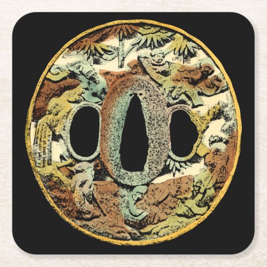 Gilded Asian Medallion von Vision Studio Rechteckiger Pappuntersetzer (Vorderseite)