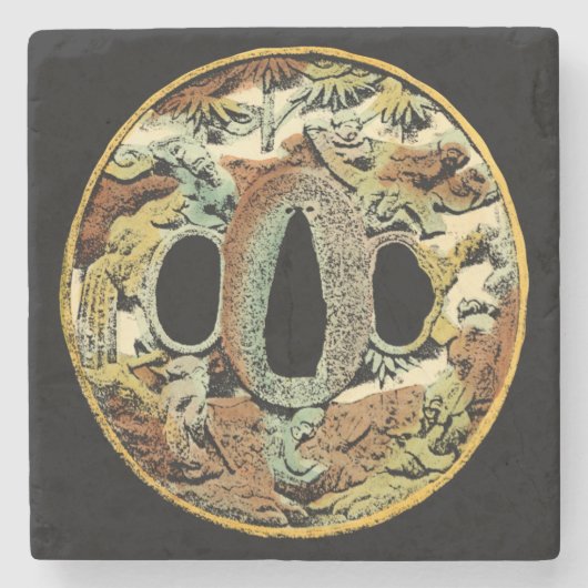 Gilded Asian Medallion von Vision Studio Steinuntersetzer (Vorderseite)