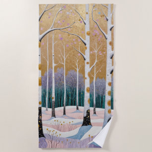 Gilded Aspen Grove: Ein Wintertraum Strandtuch