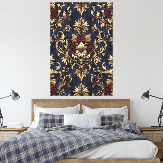 Gilded Baroque Floral Wirbel Leinwanddruck (Insitu (Schlafzimmer))