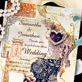 Gilded Baroque Mexican Lace Romance Wedding Einladung