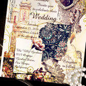 Gilded Baroque Mexican Lace Romance Wedding Einladung