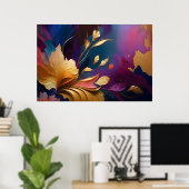 Gilded Bloom – Abstract Floral Composition Poster (Heimbüro)