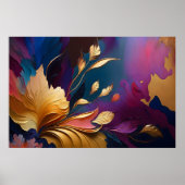 Gilded Bloom – Abstract Floral Composition Poster (Vorne)