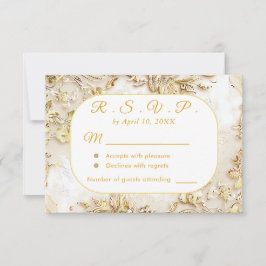 Gilded Bloom Classic Wedding RSVP Card Karte