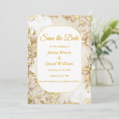 Gilded Bloom Classic Wedding speichert die Datumsk Einladung (Stehend Vorderseite)