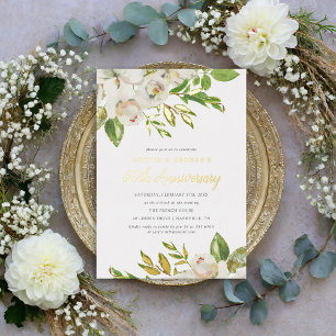 Gilded Blooms 50-jähriges Party Folieneinladung