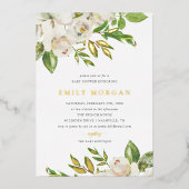 Gilded Blooms Baby Shower Foil Einladung (Vorderseite)