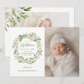 Gilded Blooms Bloral Foto Geburtsankündigung Ankündigung (Vorne/Hinten)