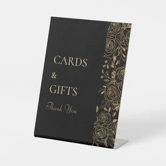 GILDED Blooms Card & Giftzeichen Sockelschild (Vorderseite)