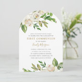 Gilded Blooms Erste Kommunion Einladung (Stehend Vorderseite)