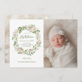 Gilded Blooms Floral Baby Foto Geburtsankündigung Ankündigung (Vorne/Hinten)