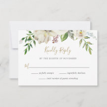 Gilded Blooms Floral Wedding RSVP Card