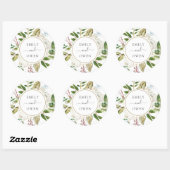Gilded Blooms Floral Wreath Wedding Monogram Runder Aufkleber (Blatt)