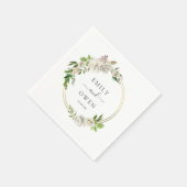 Gilded Blooms Floral Wreath Wedding Monogram Serviette (Ecke)