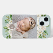 Gilded Blooms Mint | MIT MONOGRAMM FOTO Case-Mate iPhone Hülle (Rückseite (Horizontal))
