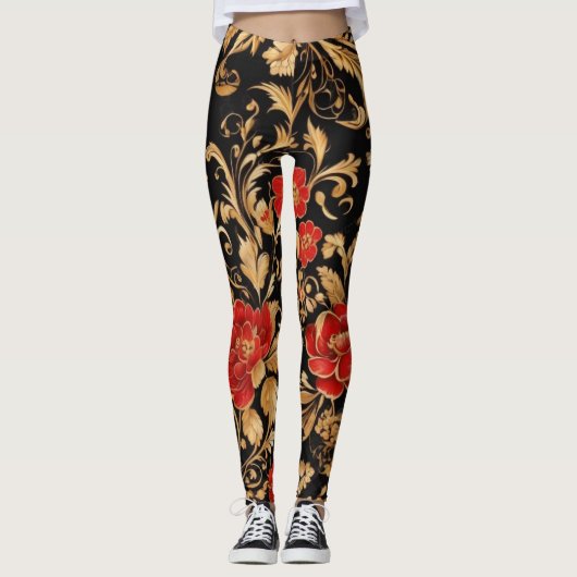 Gilded Blooms: Opulent floral Leggings (Vorderseite)