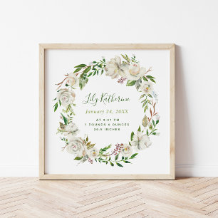 Gilded Blooms Personalisiert Baby Birth Stats Poster