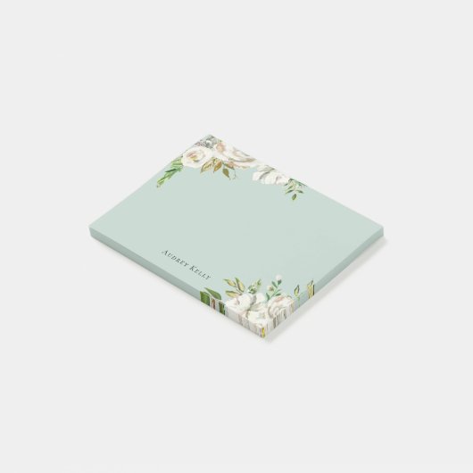 Gilded Blooms Personalisiert Mit Monogramm Post-it Klebezettel (angewinkelt)