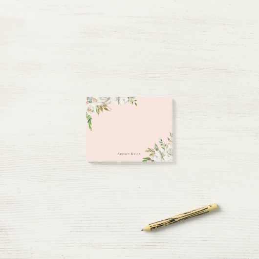 Gilded Blooms Personalisiert Mit Monogramm Post-it Klebezettel (Auf Schreibtisch)