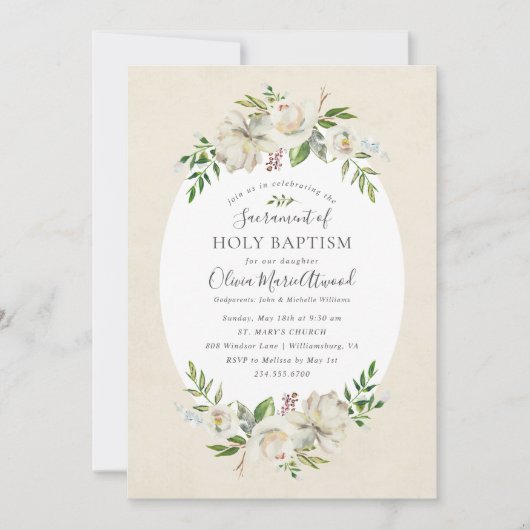 Gilded Blooms - Taufe Einladung (Vorderseite)