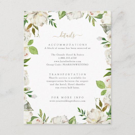 Gilded Blooms Wedding Details Begleitkarte (Vorderseite)