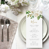 Gilded Blooms Wedding Menu Card Menükarte