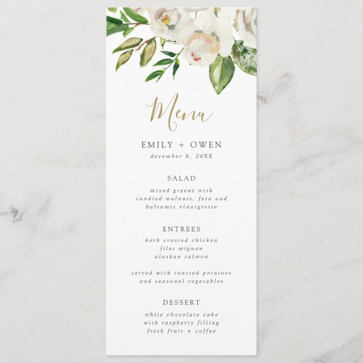 Gilded Blooms Wedding Menu Card Menükarte (Vorderseite)
