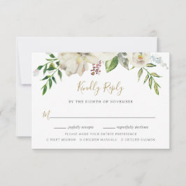 Gilded Blooms Wedding RSVP Card mit Wahlmöglichkei
