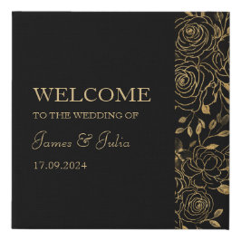 GILDED Blooms Wedding Welcome Künstlicher Leinwanddruck