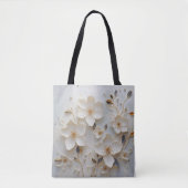 Gilded Blooms: Weiße Tasche mit elegantem Blumenge (Vorderseite)
