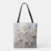 Gilded Blooms: Weiße Tasche mit elegantem Blumenge (Rückseite)