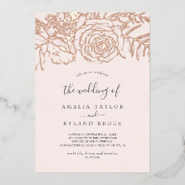 Gilded Bloral Rose Gold Foil Blush Die Hochzeit vo Folieneinladung