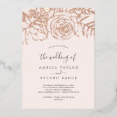 Gilded Bloral Rose Gold Foil Blush Die Hochzeit vo Folieneinladung (Vorderseite)