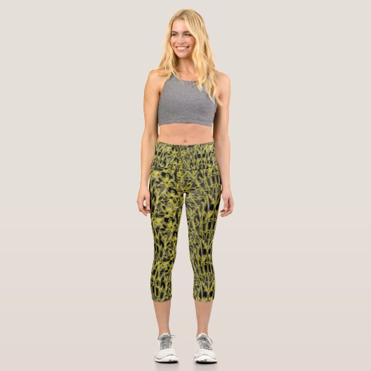 Gilded Blume Cage Black Capri Leggings (Vorderseite)