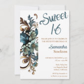 Gilded Botanical Border Sweet 16 Einladung (Vorderseite)