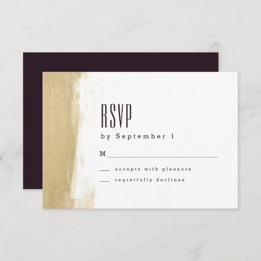 Gilded Brush Wedding RSVP Card (Vorne/Hinten)