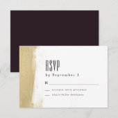 Gilded Brush Wedding RSVP Card Karte (Vorne/Hinten)