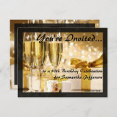 Gilded Bubbly 50. Geburtstagsparty Einladung (Vorne/Hinten)