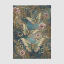 Gilded Butterfly Elegance - Art Nouveau Floral