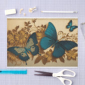 Gilded Butterfly Gold und Blue Decoupage Seidenpapier (Handwerk)