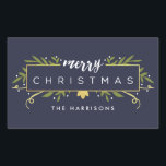 Gilded Christmas Personalisiert Stickers<br><div class="desc">Ein moderner Stil mit Blätter,  Wirbel,  einer Blume und grünen,  weißen und goldgelben Punkten. Lest "frry CHRISTMAS" in einem eleganten Schriftart in einem Imitat goldenen Folienrechteck. Einfach zu personalisieren für die Verwendung als Geschenkanhänger,  Umschlag Aufkleber und mehr! Die Hintergrundfarbe kann auf jede gewünschte Farbe angepasst werden.</div>