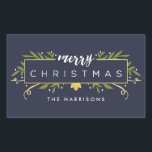 Gilded Christmas Personalisiert Stickers<br><div class="desc">Ein moderner Stil mit Blätter,  Wirbel,  einer Blume und grünen,  weißen und goldgelben Punkten. Lest "frry CHRISTMAS" in einem eleganten Schriftart in einem Imitat goldenen Folienrechteck. Einfach zu personalisieren für die Verwendung als Geschenkanhänger,  Umschlag Aufkleber und mehr! Die Hintergrundfarbe kann auf jede gewünschte Farbe angepasst werden.</div>