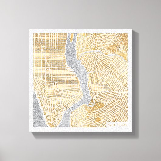 Gilded City Map von New York Leinwanddruck (Vorderseite)