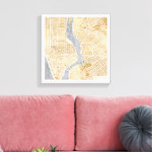 Gilded City Map von New York Leinwanddruck (Insitu (Wohnzimmer))